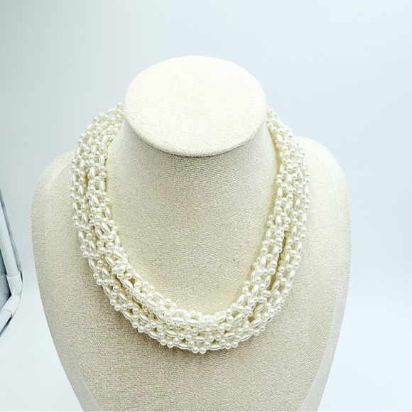 Vintage Multi Strand Twisted Faux Pearl Necklace - Picture 4 of 7